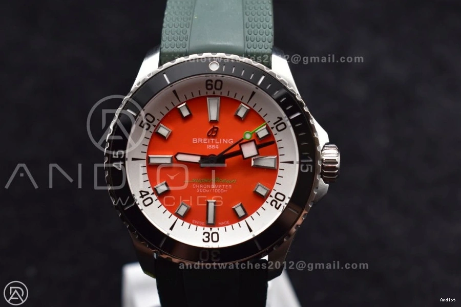 SS Rubber Best A2824 Automatic Dial on Orange Edition 42 Green 1:1 BLSF SuperOcean Strap 1113